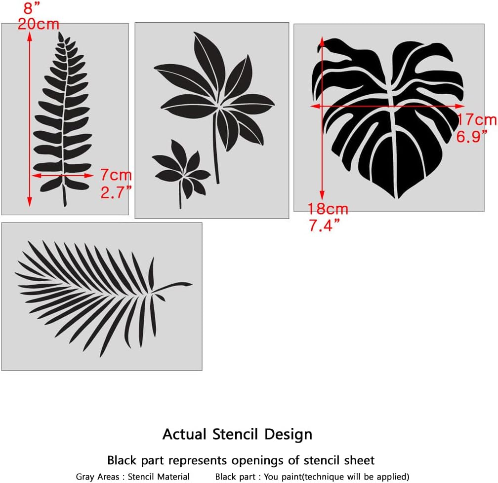 Set of Tropical Leaves Stencils Fern Palm Frond Monstera - Wall Art Stencil Instead of Decals