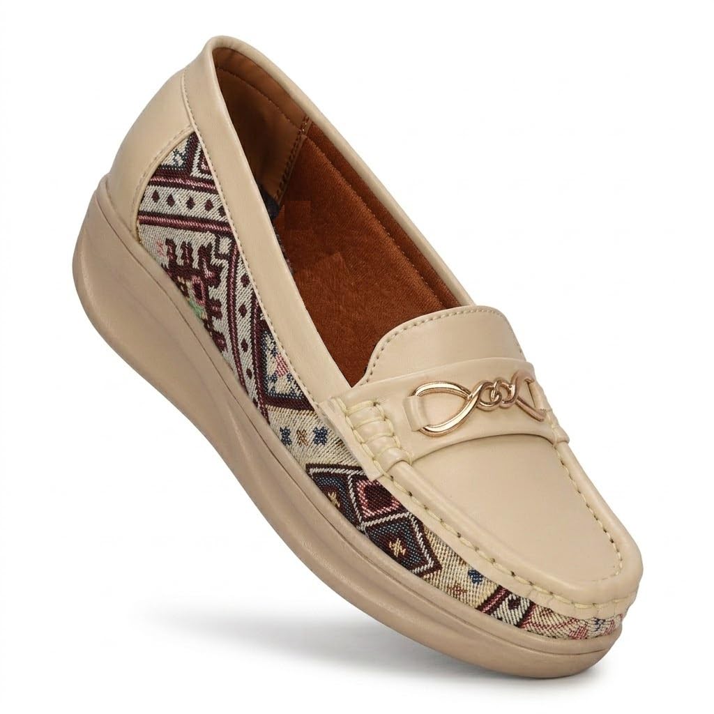 krafter Women's and Girls Chunky Sole Slip-On Loafers - Comfortable Metal Buckle Dress Shoes, Daily Office Formal Wear & Casual Moccasins-picture-30