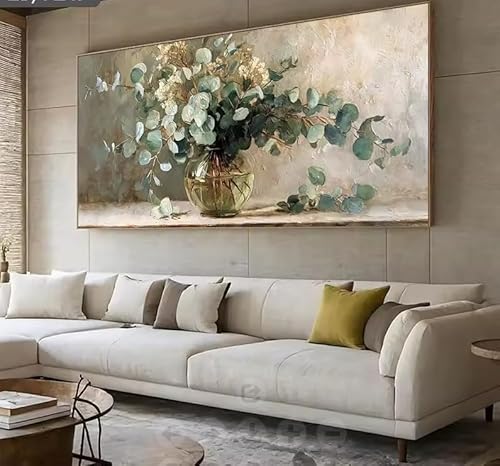 Lzjagxx Frameless Modern Abstract Canvas Wall Art, Eucalyptus Branches Canvas Prints, Perfect For Contemporary Bedroom Wall Decor(50X100cm/Frameless)