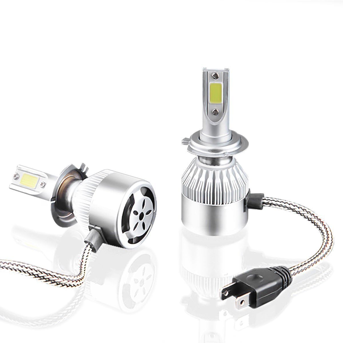 MTKD 2 x H7 LED Headlight Bulbs COB Chip 72W / 7600lm Car LED Headlight Bulbs Lamp 6000K Conversion Kit 12v Replace for Halogen or HID Bulbs.