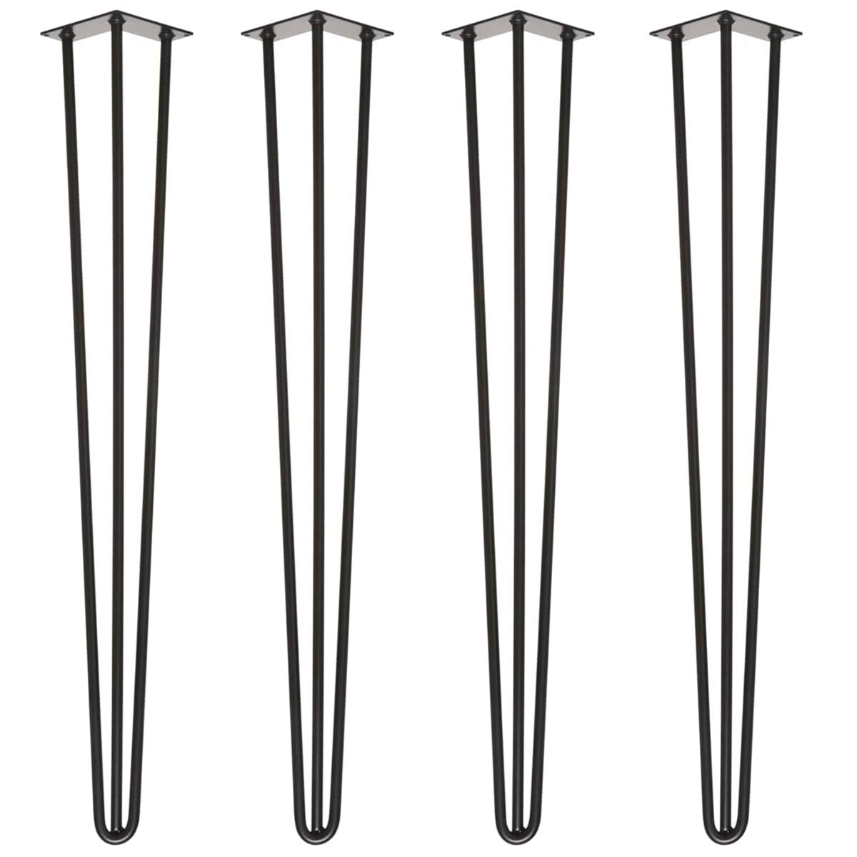 PENCK Hairpin Table Legs 34 Inch Heavy Duty 3/8 Inch Satin Black Set of 4 + Leg Protectors(4) + Screws(20) - Mid-Century Modern Legs for Coffee, Chairs, Home DIY Projects -Bar Height Table Legs
