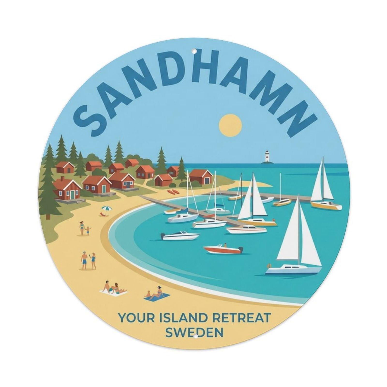 Vintage Travel Sandhamn Sweden Retreat Metal Tin Sign