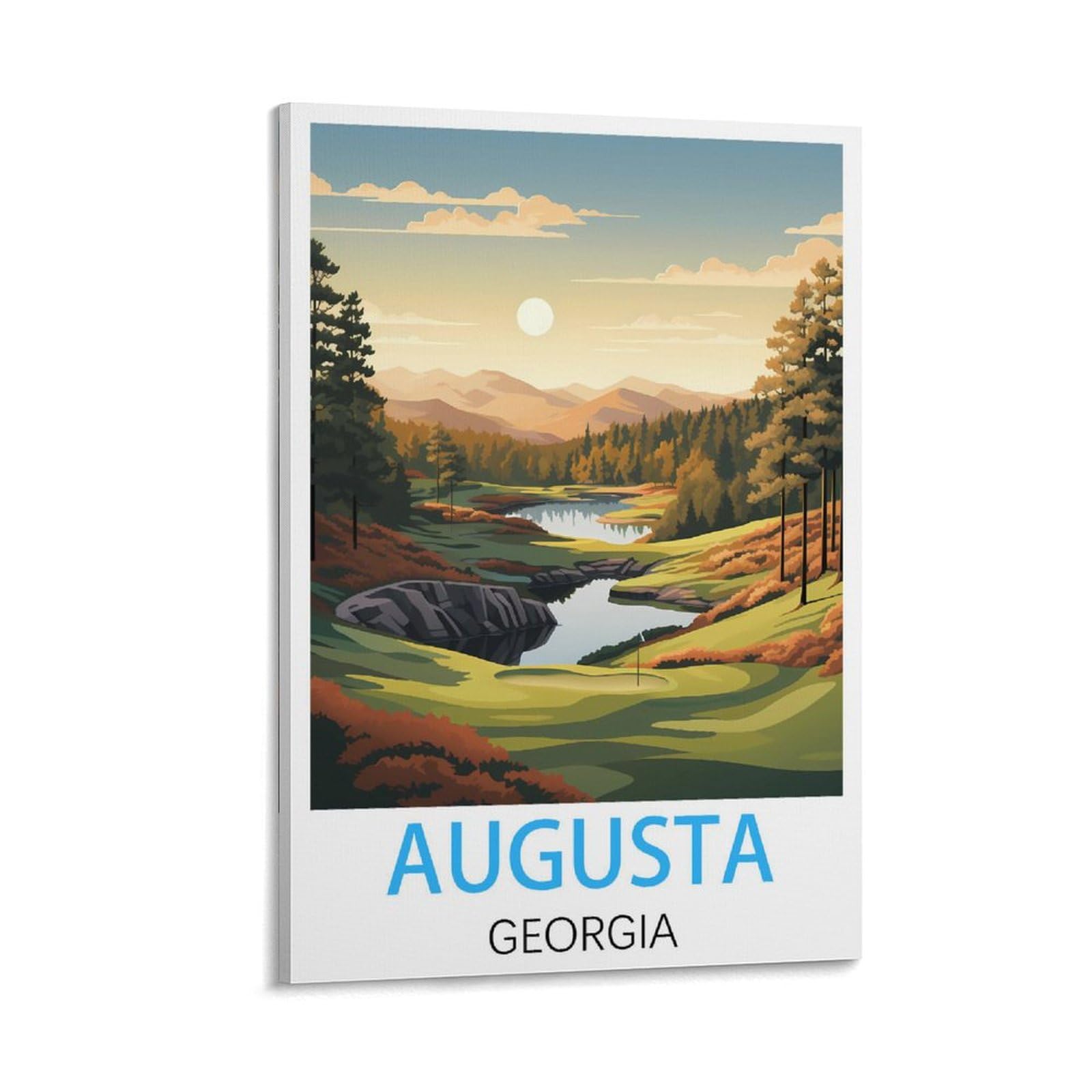 FUUDANG Augusta Georgia Golf Vintage Travel Posters 12x18inch(30x45cm) Canvas Art Poster And Wall Art Picture Print Modern Family Bedroom Decor Posters