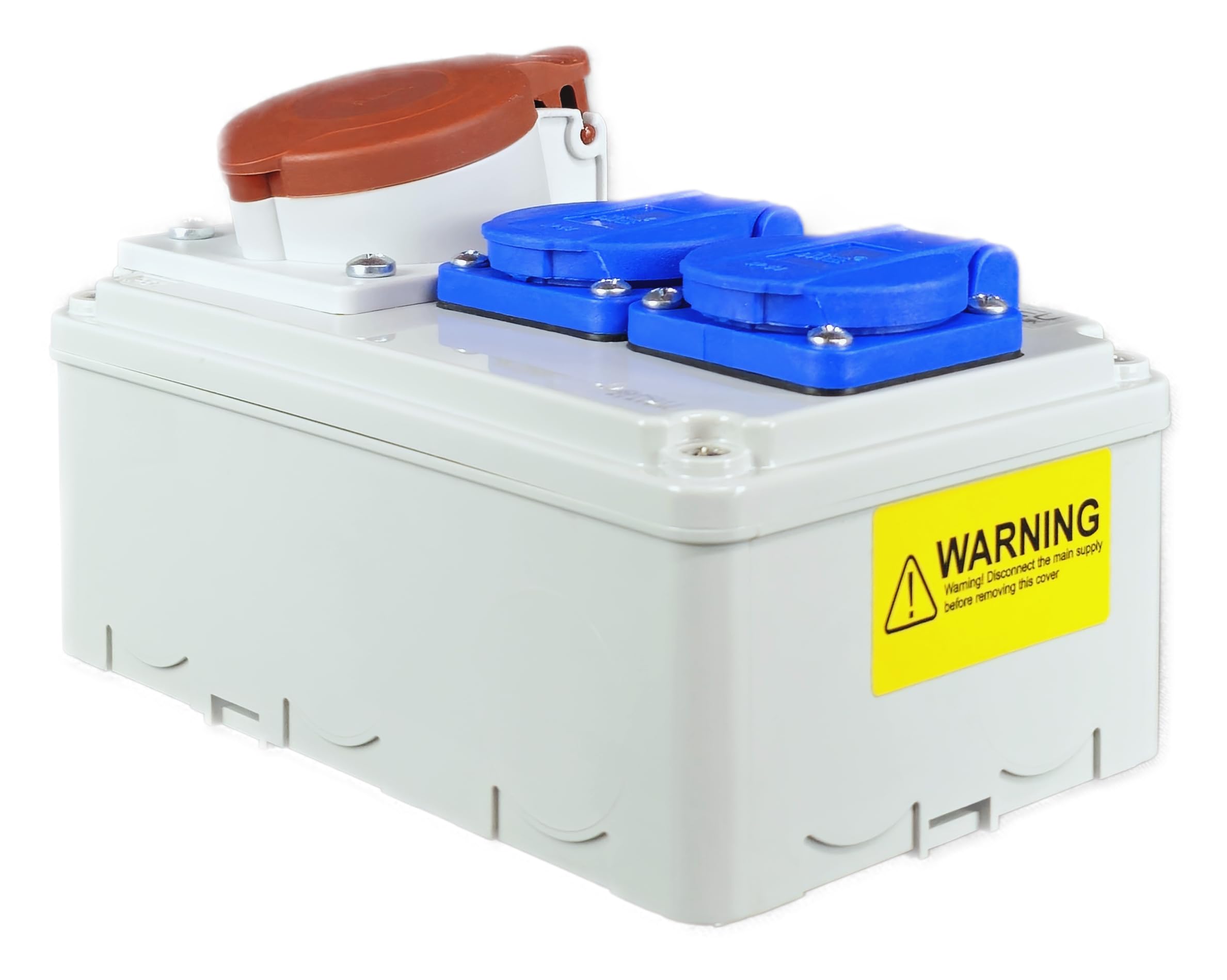RoadEu - Toma de pared combinada - CEE 16A y 2x Schuko - Distribuidor de enchufes - Distribuidor de corriente de 16A, IP44 Ideal para Taller, Cobertizo y Fábricas.