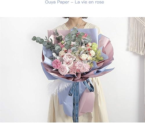 Miniatura 10 de BBJ WRAPS Papel de regalo de flores doradas de doble cara, impermeable, embalaje de regalo, envoltura de ramo de floristería, 20 hojas de 23.6 x