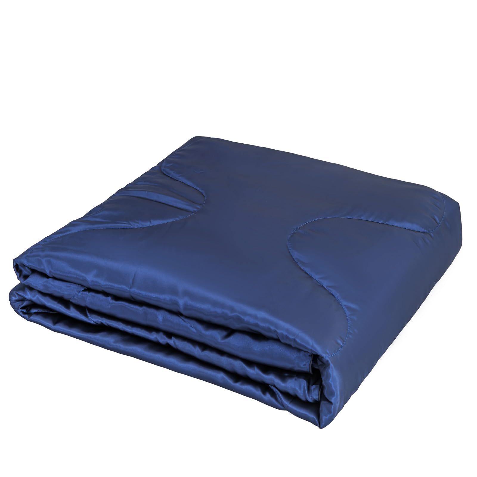 Odot Coverless Duvet 2.5 Tog Single Double King Size, Reversible Summer Satin Quilted Duvet Throw Blanket for Sofa Bed, Soft Lightweight Bedspreads Bed Coverlet Throw (Navy blue,120x150cm)