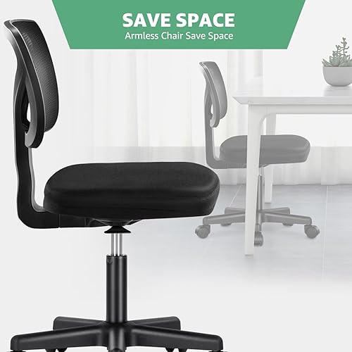 Miniatura 6 de ANTONIA Silla de escritorio para computadora de oficina en casa, sin reposabrazos, de malla, pequeña, con respaldo medio, altura ajustable, con