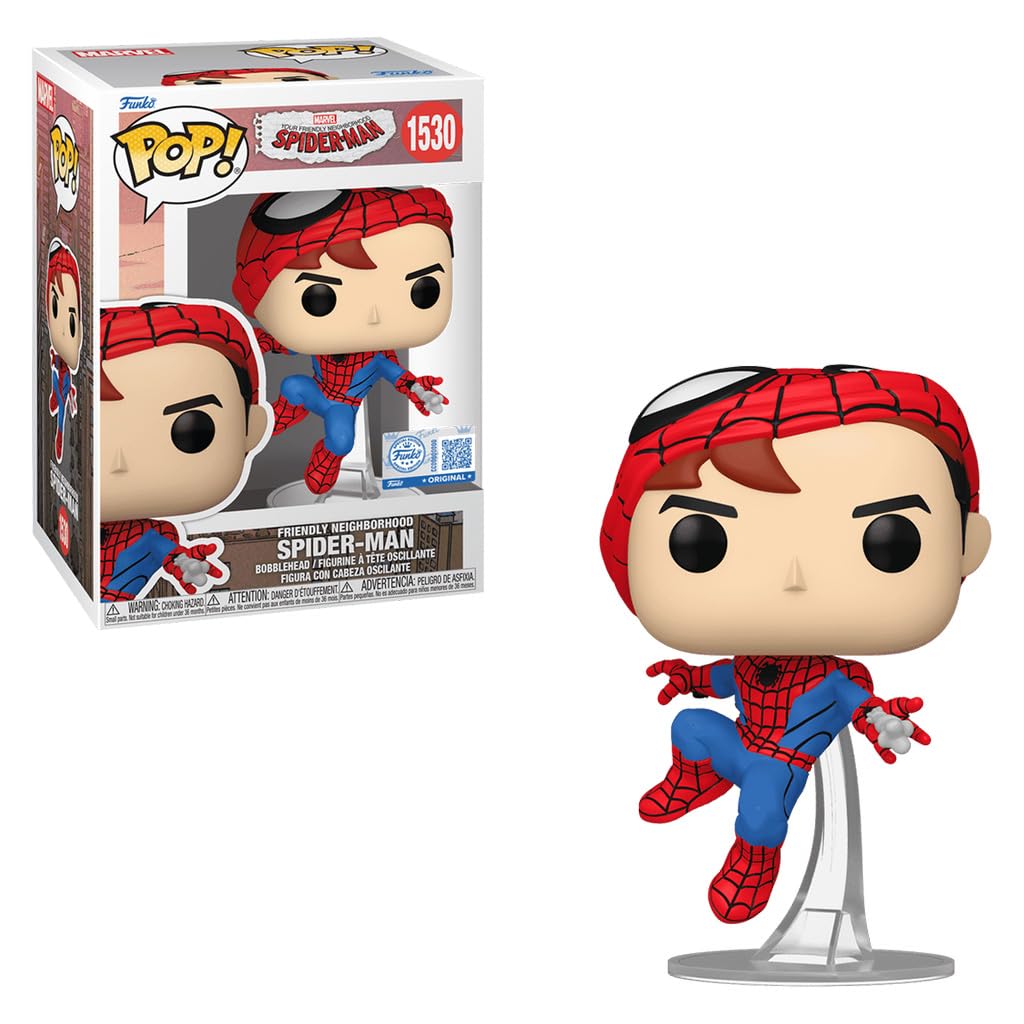 Funko Pop! Marvel: Spider-Man – Your Friendly Neighborhood Spider-Man (Unmasked) Exclusive Vinyl Figure #1530 – 9cm Collectible Toy