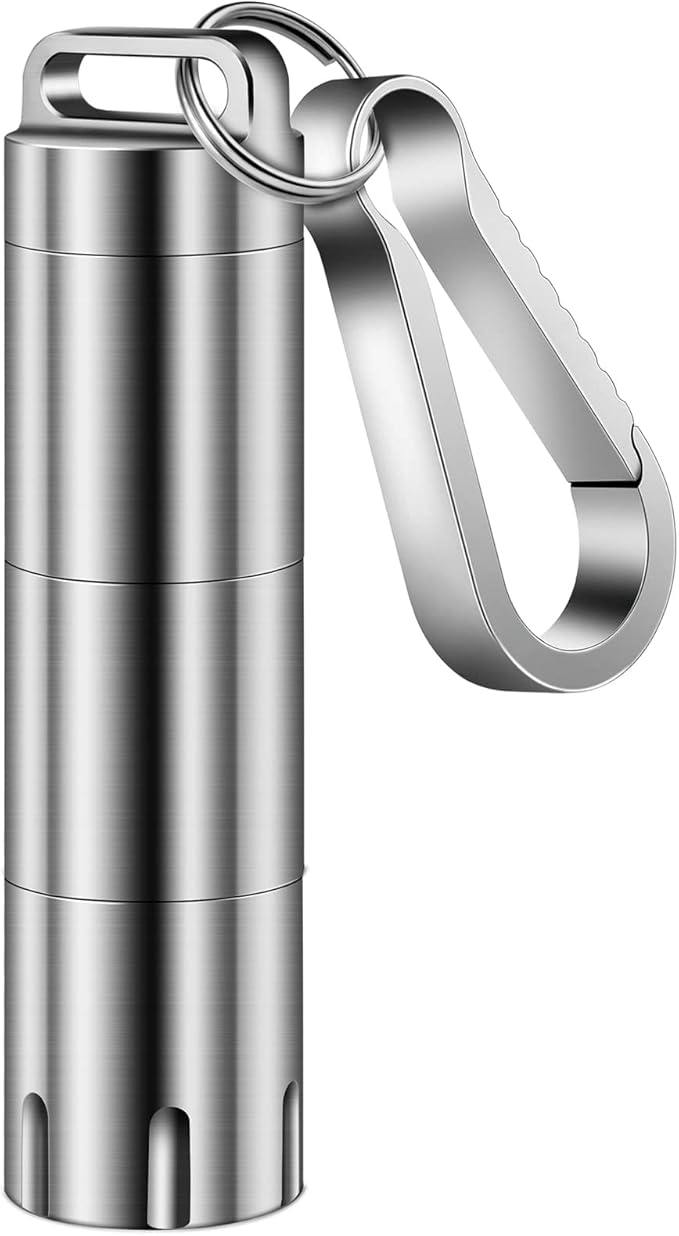Titanium Small Pill Holder Keychain, TISUR Portable Pill