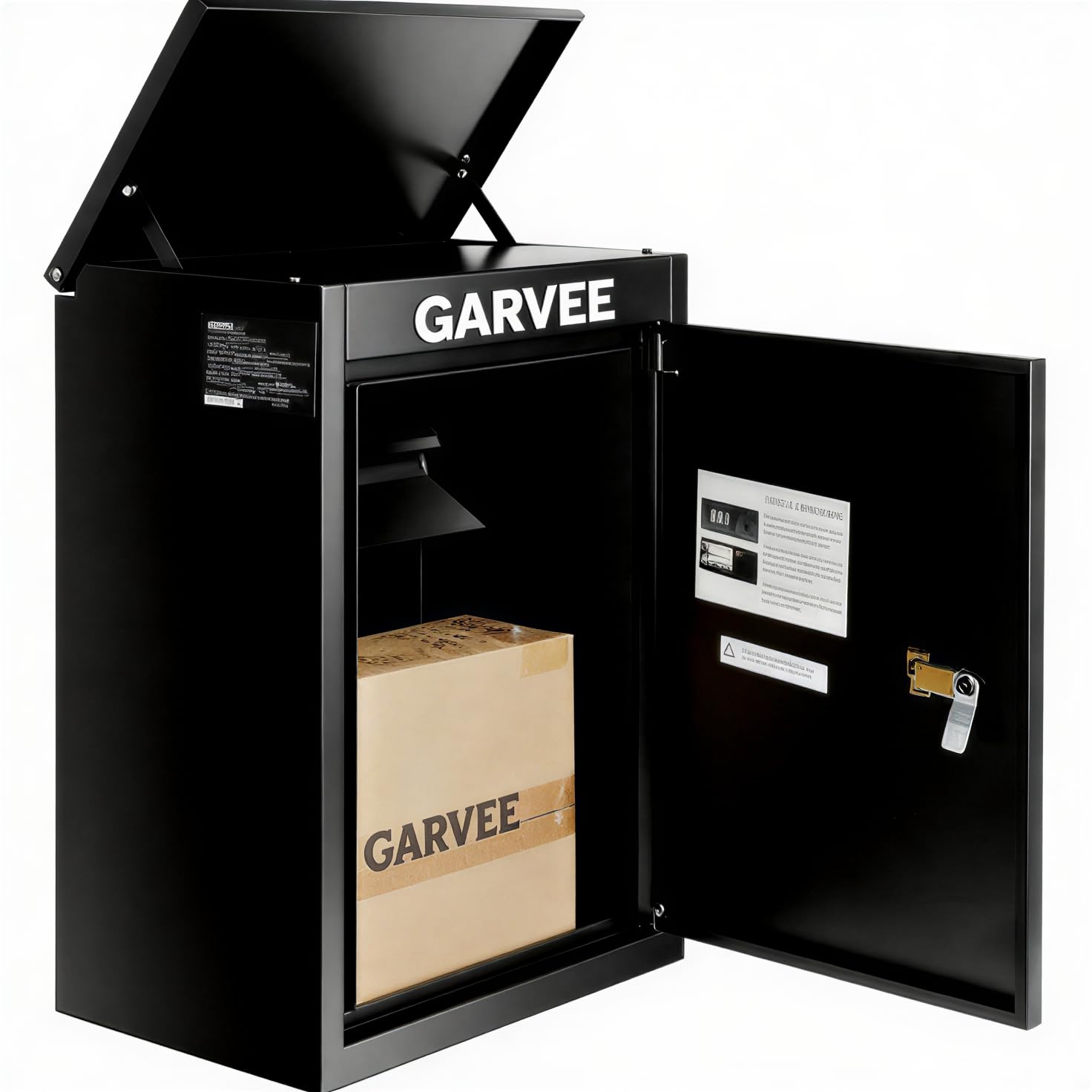 Garvee Paketkasten verzinkter Stahl Wandmontage 39x26x58cm Zahlenschloss Diebstahlsicher Wasserdicht Außen Paketbox