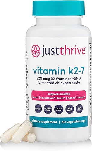 Miniatura 1 de Just Thrive Vitamina K2-7 - Suplemento de vitamina K2 para huesos, cerebro y corazón, 60 cápsulas