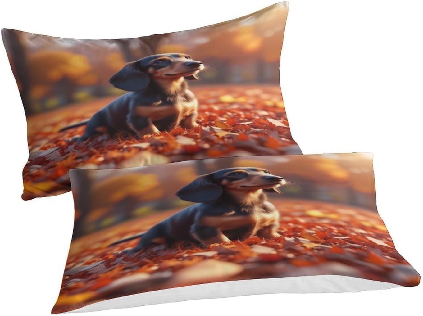 3-częściowy komplet pościeli 220 x 240 cm, z nadrukiem 3D, jamnik, z nadrukiem 3D, zestaw pościeli z mikrofibry, z zamkiem błyskawicznym i 2 poszewkami na poduszkę 80 x 80 cm, C/1380