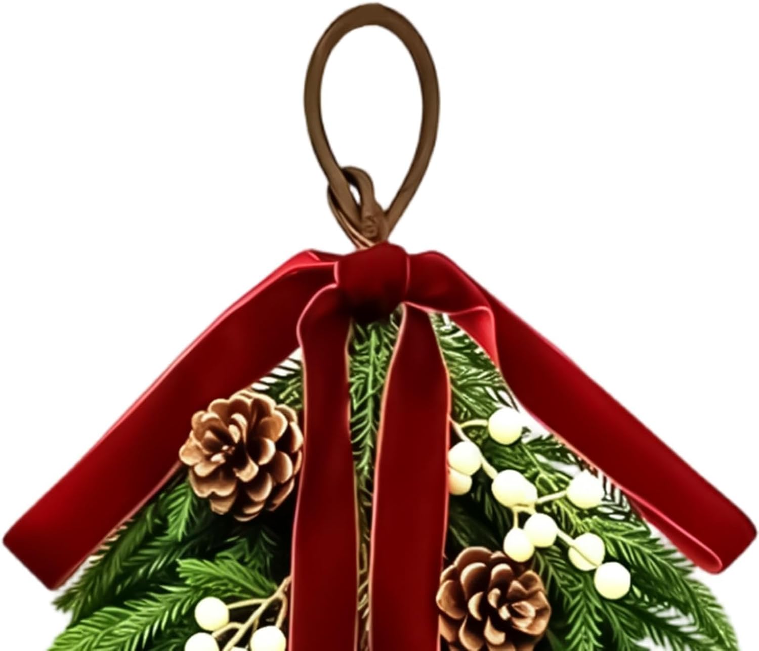 Christmas Teardrop Swag 23.6 inch Artificial Pine Needle Red Bow Pendant