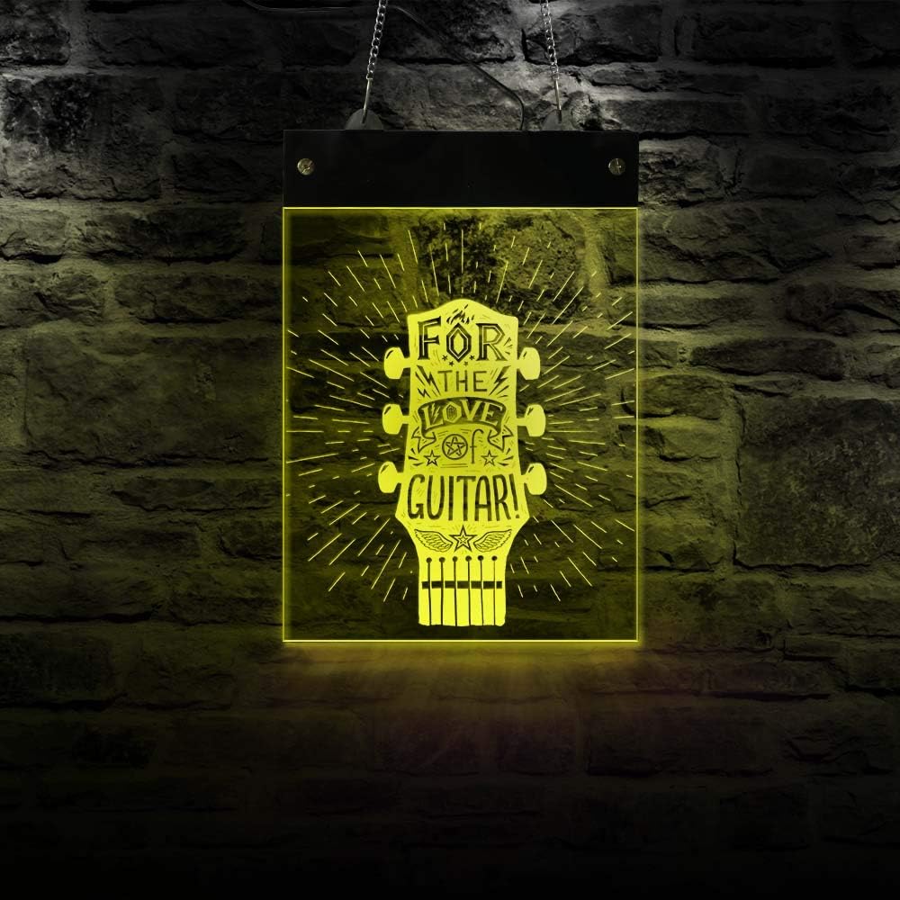 The Geeky Days Guitar LED Light with Color Changing, Guitar Neon Sign Musical Guitar Light up Sign Gift for Muisc Lovers Music Studio Man Cave Bar Pub Bedroom Kids Room