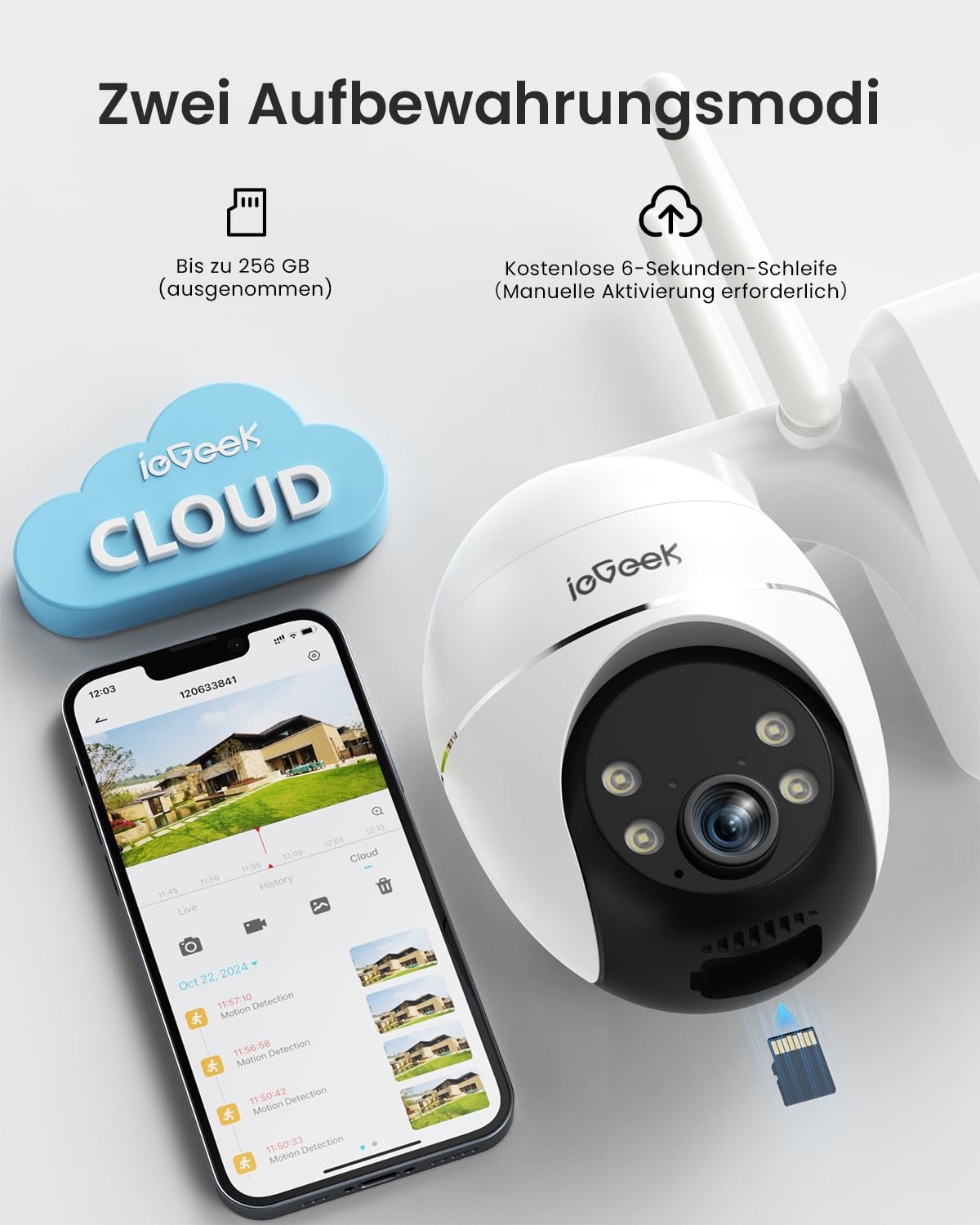 ieGeek 24/7 AOV Überwachungskamera Aussen mit Auto-Tracking, 2K 360° PTZ Kamera Solar mit 5W Solarpanel & 9000mAh Akku, 30m Farbnachtsicht, Camera Outdoor WLAN Kabellos mit Intelligente Erkennung, S7