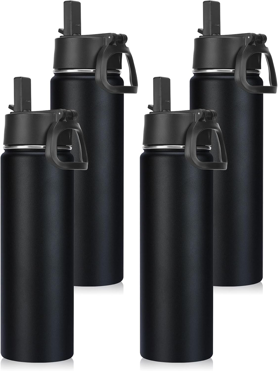 Neihepal 22 oz Insulated Water Bottles Bulk, Stainless Steel Water Bottles Bulk with Leak Proof Straw Lid, Wide Mouth Double Walled Vacuum Keeps Cold and Hot (Eight Color,8 Pack)