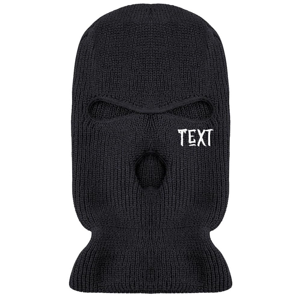 Custom Text Name Logo Embroidery 3 Holes Full Face Cover Ski Mask Winter Outdoor Sports Knitted Balaclava for Men Women