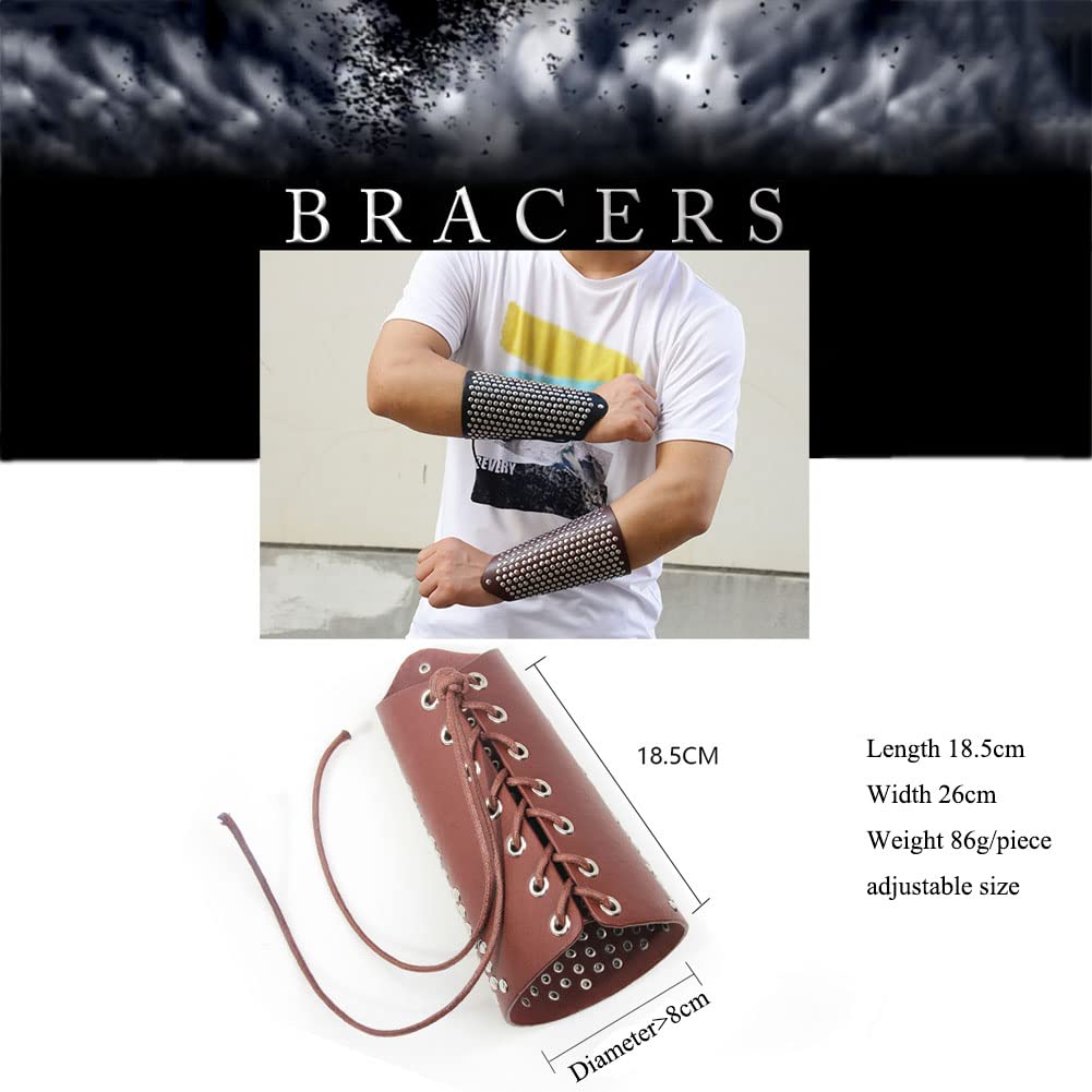 Brazales Anchos Cuero para Hombres Guantes Medievales Pulsera Brazalete Punk Accesorios Vestuario Renacentista