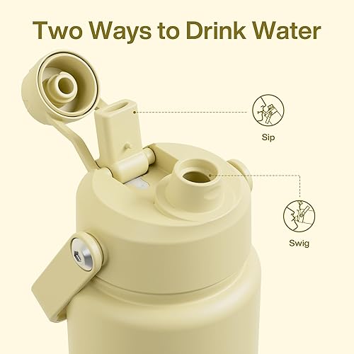 Miniatura 761 de ENCOOL Botella de agua aislada con popote, de acero inoxidable, a prueba de fugas, sin BPA, al vacío de doble pared que se mantiene fría durante 24