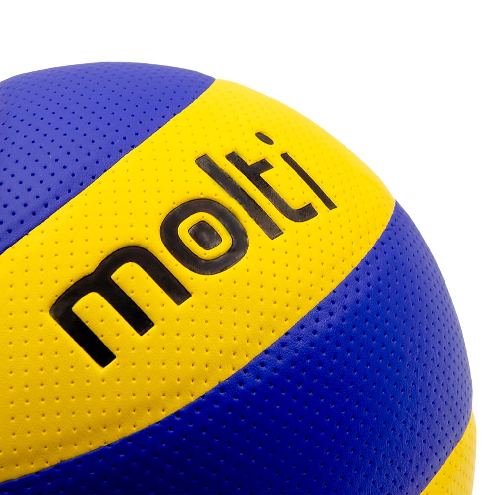 molti Piłka do siatkówki plażowej, żółto-niebieska, rozmiar 5 – sport wewnątrz i na zewnątrz | Wytrzymała skóra PVC, antypoślizgowa powłoka, do szkoły, ogrodu, na plażę i do klubu, idealna również jako prezent
