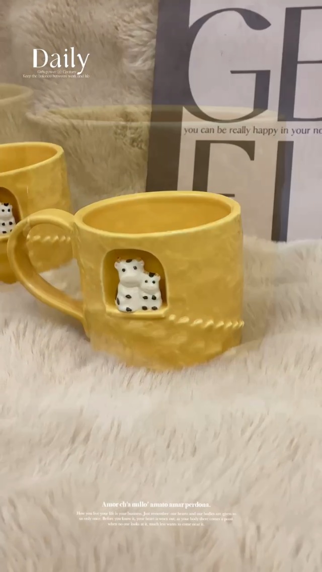 Tazón de cerámica DIHOclub con diseño familiar y tema de vaca miniatura 7