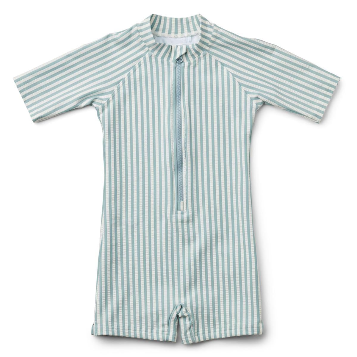 Toddler Boys One Piece Bathing Suit Zipper Short Sleeve Rash Guard Swimwear Quick Dry Green Stripe Swimsuit