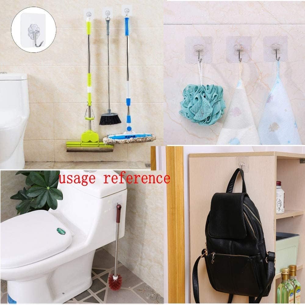 JZK 20 Waterproof Heavy Duty self Adhesive Clear Hooks Load Bearing 10kg Plastic Strong Sticky Hook for Bathroom Kitchen Wall Door Fridge Ceiling Closet