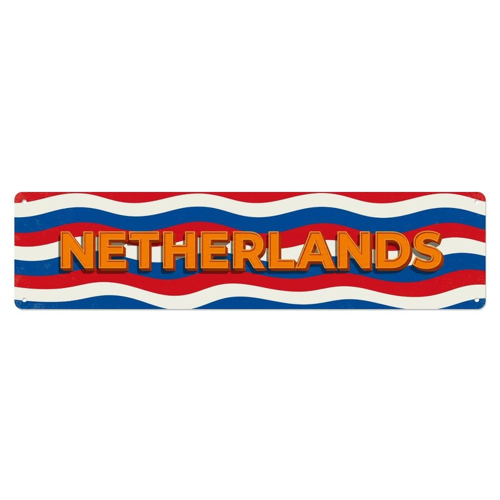 Metal Tin Sign Vintage Netherlands Flag Pattern