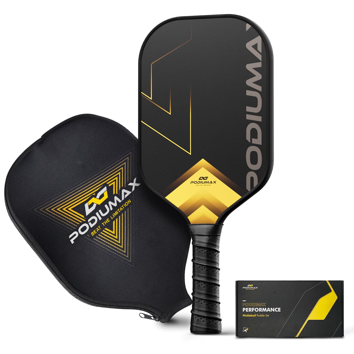 PodiuMax Carbon Fiber Pickleball Paddles, 11mm 13mm Hexa Polymer Core for Power&Control&Spin, Fiberglass Pickleball Paddle Set of 2, Lightweight