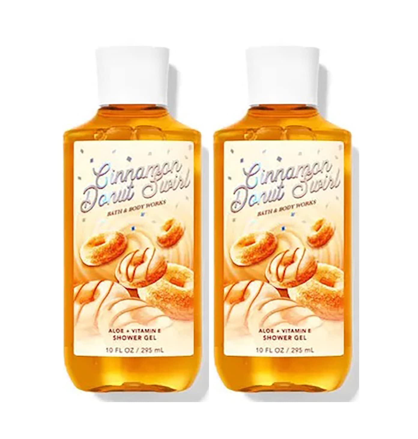 Bath & Body Works Cinnamon Donut Swirl Shower Gel Gift Sets 10 Oz 2 Pack (Cinnamon Donut Swirl)