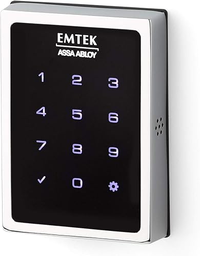 Emtek Cerradura inteligente con teclado de pantalla táctil motorizada y potente, conectada por agosto, cromo pulido (US26), modelo EMP1101US26