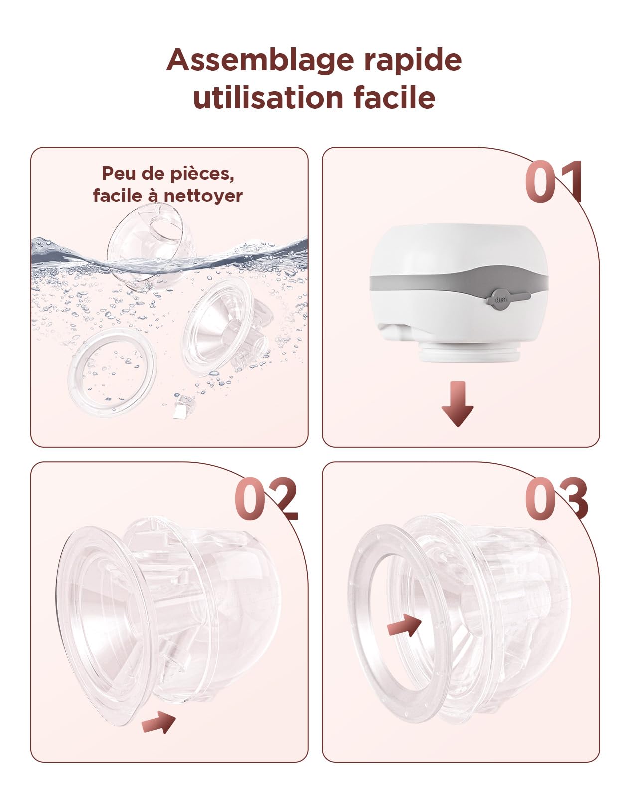 Haokoo Tire-Lait Électrique Mains Libres Portable Anti-Fuite 3 Modes 12 Intensités Silencieux Sans BPA Brides 21/24 mm 2 Unités