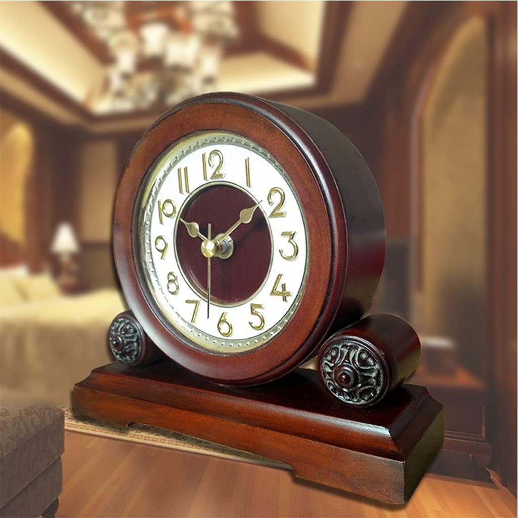 Vintage Table Clock, with Silent Movement, Battery Operated, Mantel Clock Retro Design for Living Room, Kitchen, Office & Home Décor,