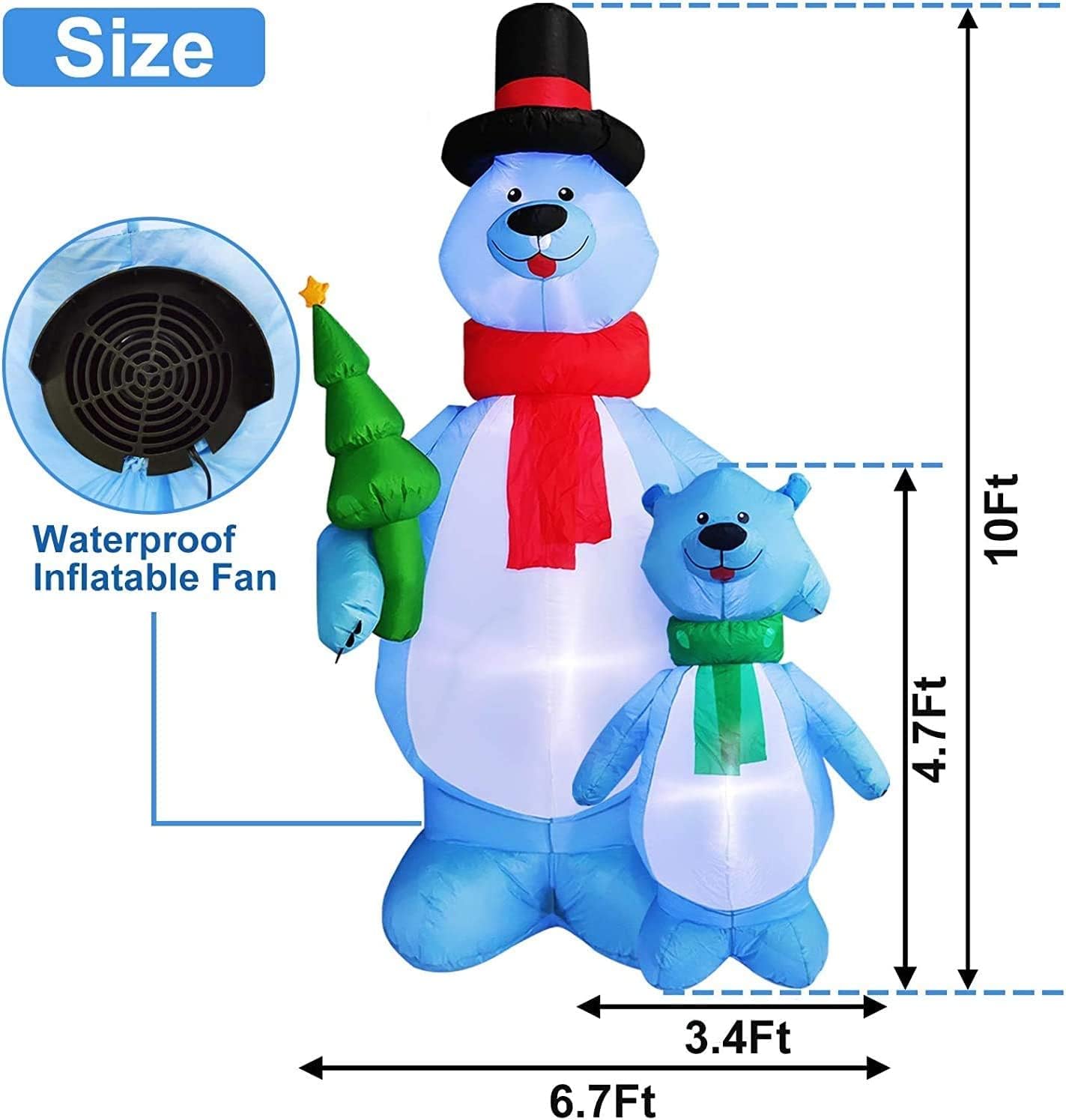 Buy TURNMEON 10 Foot Tall Christmas Inflatables Blow up Polar Bears