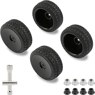 Rchobbytop 4 Pack 12mm Hex Wheels and Tires Set with Locknuts and Wrench for RC 1/10 On Road Racing Touring Car