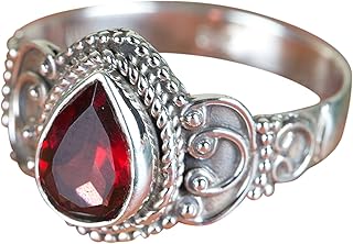 Garnet Ring, Garnet Gemstone Sterling Silver Ring, January Birthstone Ring, Garnet Jewelry, Minimalist Ring, Dainty Rings, Garnet Jewelry