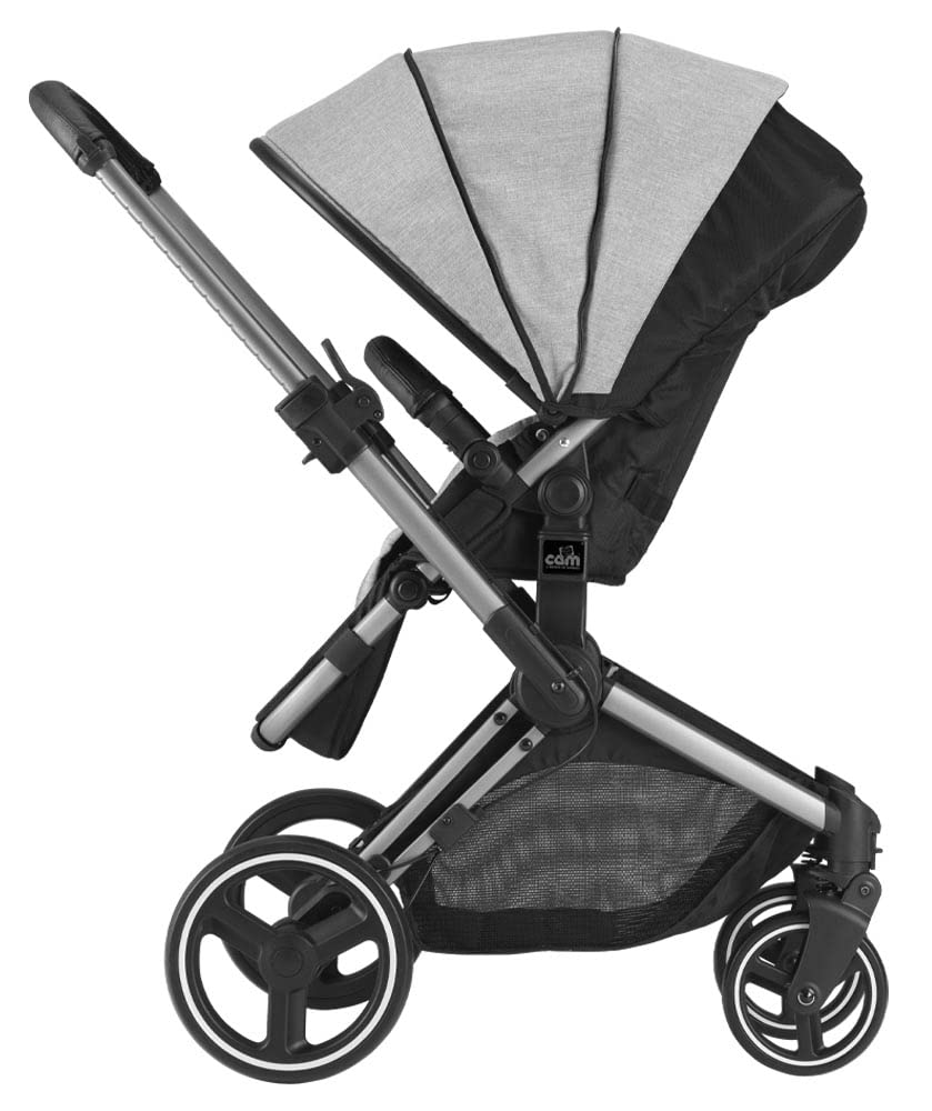 CAM Il Mondo del Bambino - art.914/T933 - Sistema Modulare Next Evo - carrozzina, passeggino, seggiolino auto e borsa - made in Italy - perfetto da 0 a 48 mesi - GRIGIO