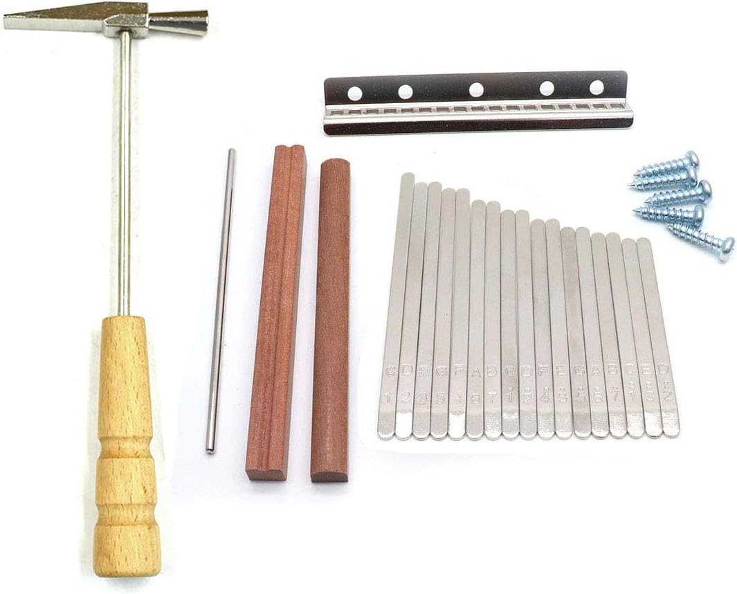 Timiy 17 Key Kalimba DIY Accessory Thumb Piano with Keys Wood Bridge with Wooden Handle Hammer 1Set