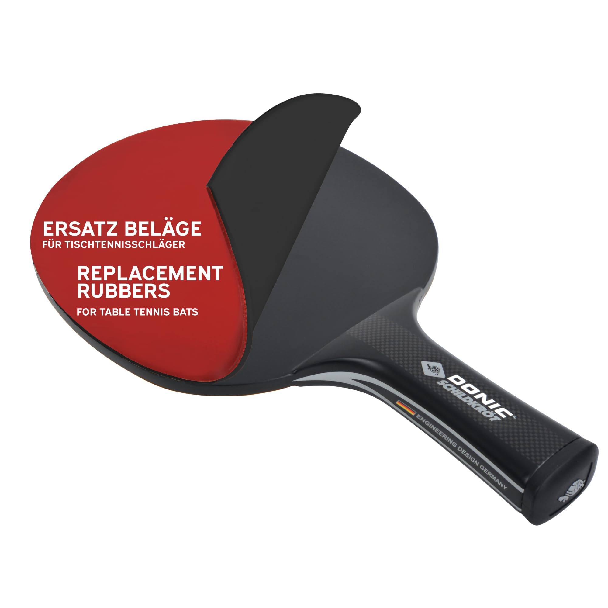 Donic-Schildkröt Tischtennis Ersatzbeläge QRC – ITTF-zugelassene Beläge in verschiedenen Levels & Schwammstärken, für blitzschnellen Belagwechsel, Schwarz/Rot