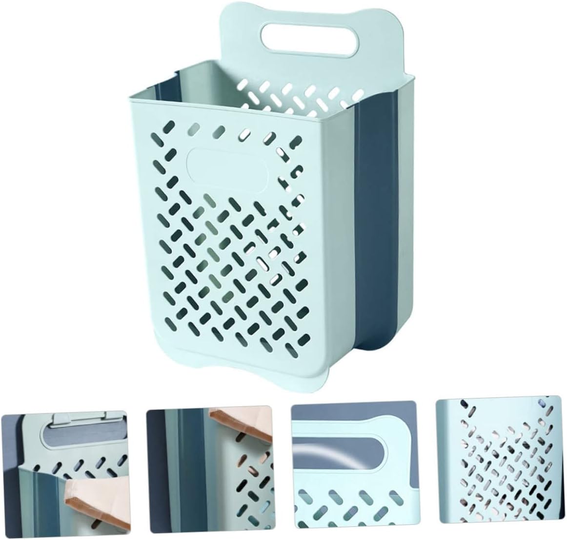 Foldable Storage Basket Lid Wall-mounted Laundry Organizer Sturdy Plastic Clothes Holder for Bathroom and Bedroom Space-saving Home Organizer