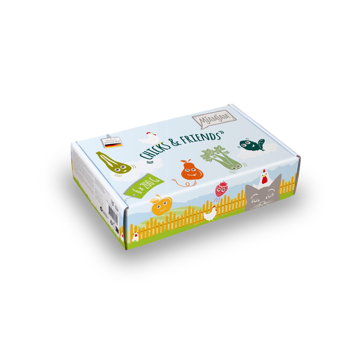 MjAMjAM - Premium wet food for cats - Chicks & Friends Box, 6 pack (6 x 200g), grain-free with extra meat