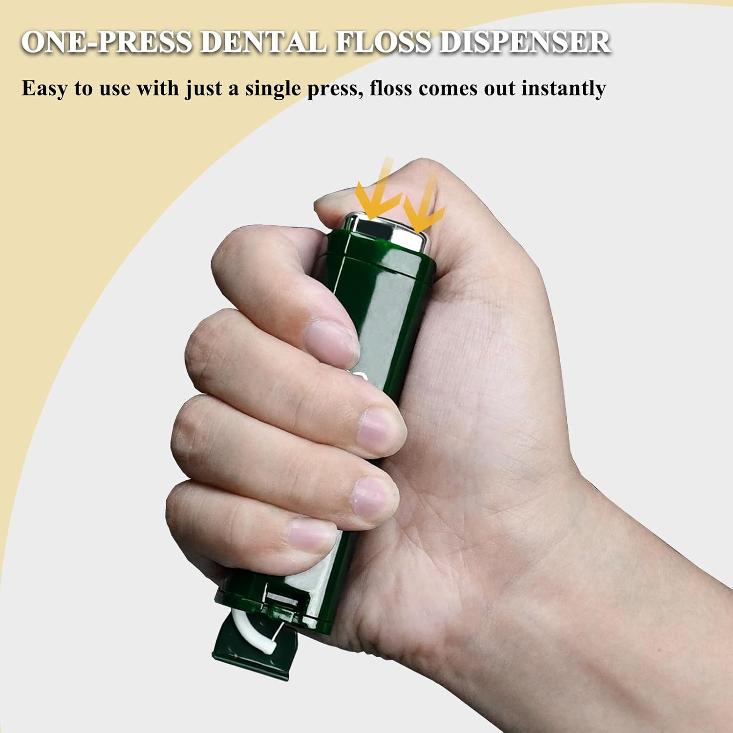2 Pack Portable Dental Floss Dispenser (150 Picks Refill), One-Press Compact Floss Case for Travel & Pocket, Refillable Hygienic Floss Picks for Adults On-The-Go, 2 Green