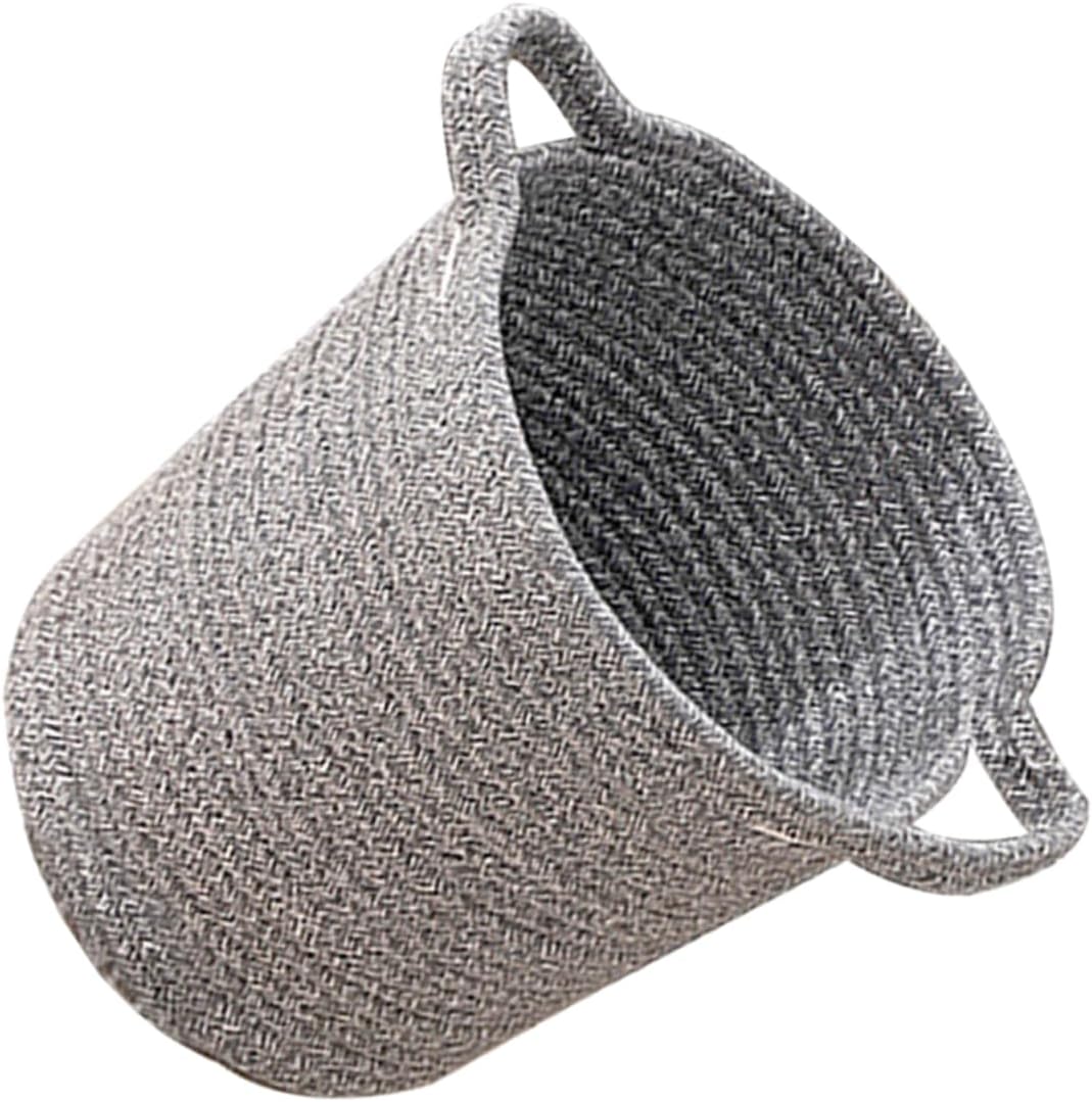 Luxshiny Cotton Laundry Basket Large Clothes Hamper with Dual Color Linen Portable Storage Basket for Blankets and Clothes Deep Gray Height