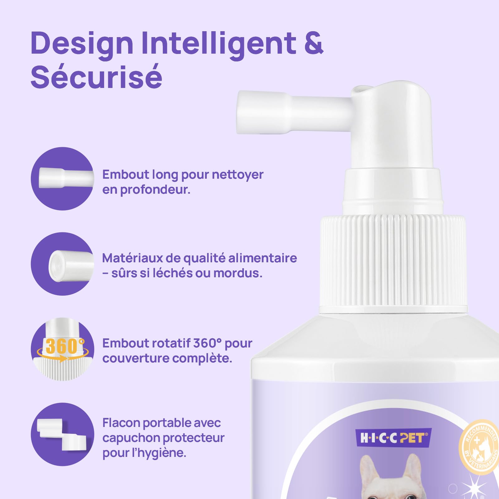 HICC PET Spray buccal pour Chiens & Chats, après Le Repas Contre la Mauvaise haleine, sans brossage, Soin Quotidien, 150 ML