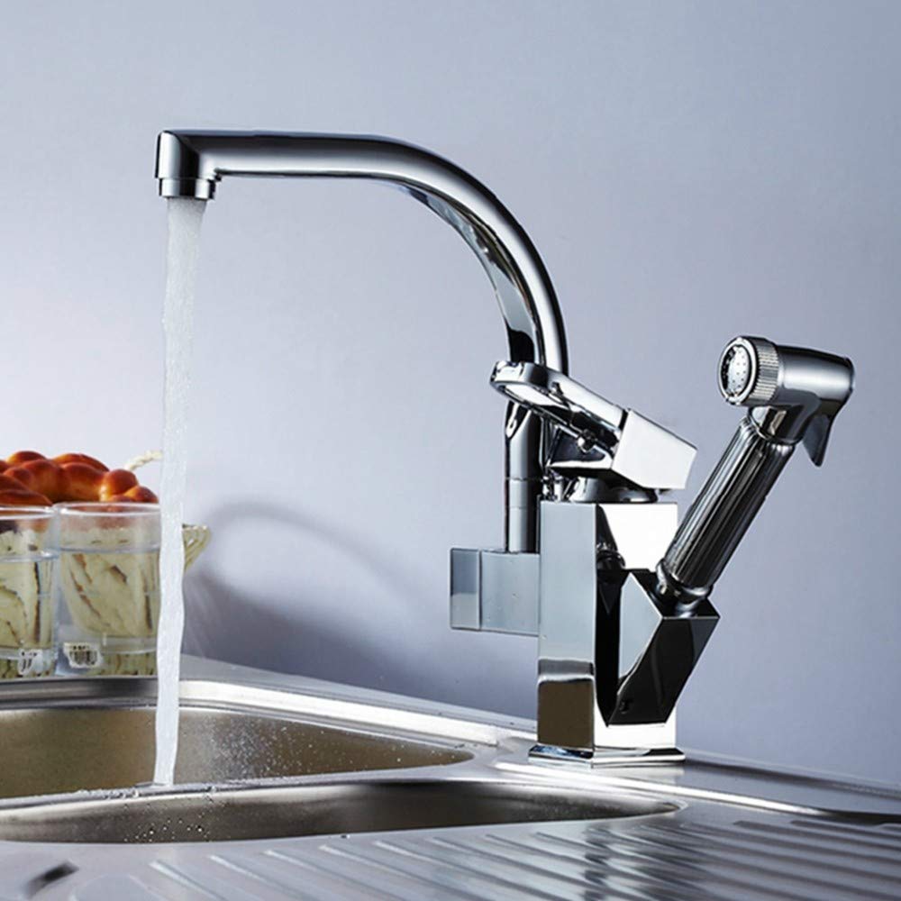 ZYCHSJXA Single Lever Kitchen Sink Faucet 360 Degree Swivel Pull Out Taps Torneiras Faucets Mixers for Cold Hot Water Tap