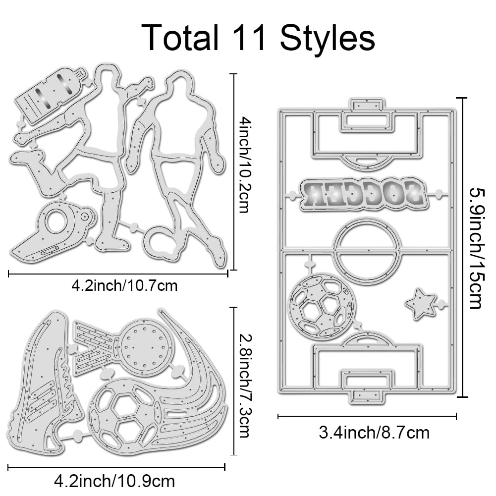INFUNLY 3Pcs Football Die Cuts for Card Making Soccer Metal Cutting Dies Sportsman Die Cuts Football Pitch Cutting Dies Sports Themed Stencils for DIY Scrapbooking Album Decor Embossing Paper Crafts - Image 2