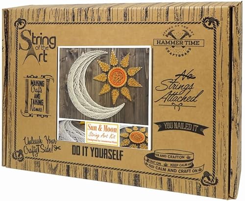 Miniatura 3 de String of the Art Kit de arte de cuerda de sol y luna, kit de manualidades hecho en Estados Unidos para adultos, madera de pino teñida (16 x 12