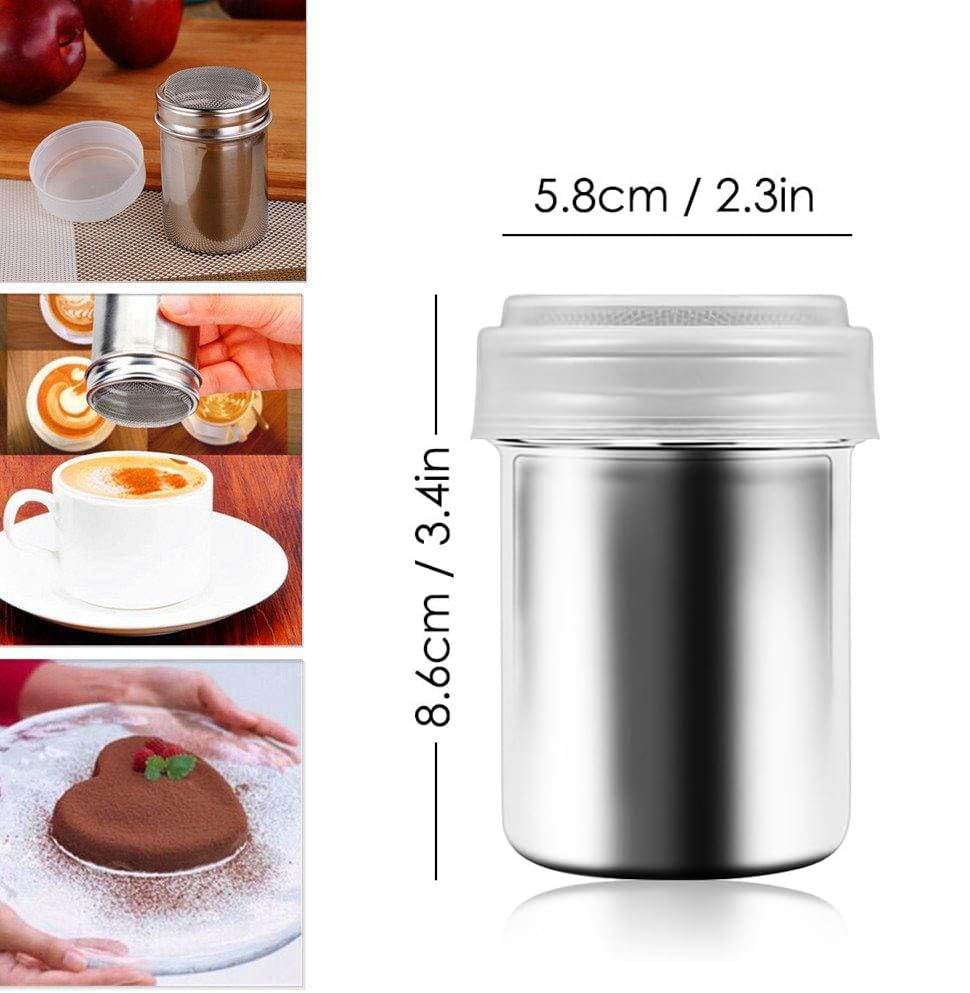 Set Shaker Per Cacao E Stencil Caffè: 1 Dragee In Acciaio Inox 304 + 16 Stampini Per Decorare Cappuccino E Dolci, Ideale Per Cacao, Cannella E Zucchero A Velo - 5