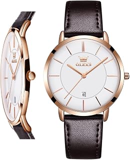 Women Wrist Watches Ultra Thin 6.5mm Minimalist Dress Fashion Leather Strap Quartz Waterproof Date Day Slim Watches for Ladies