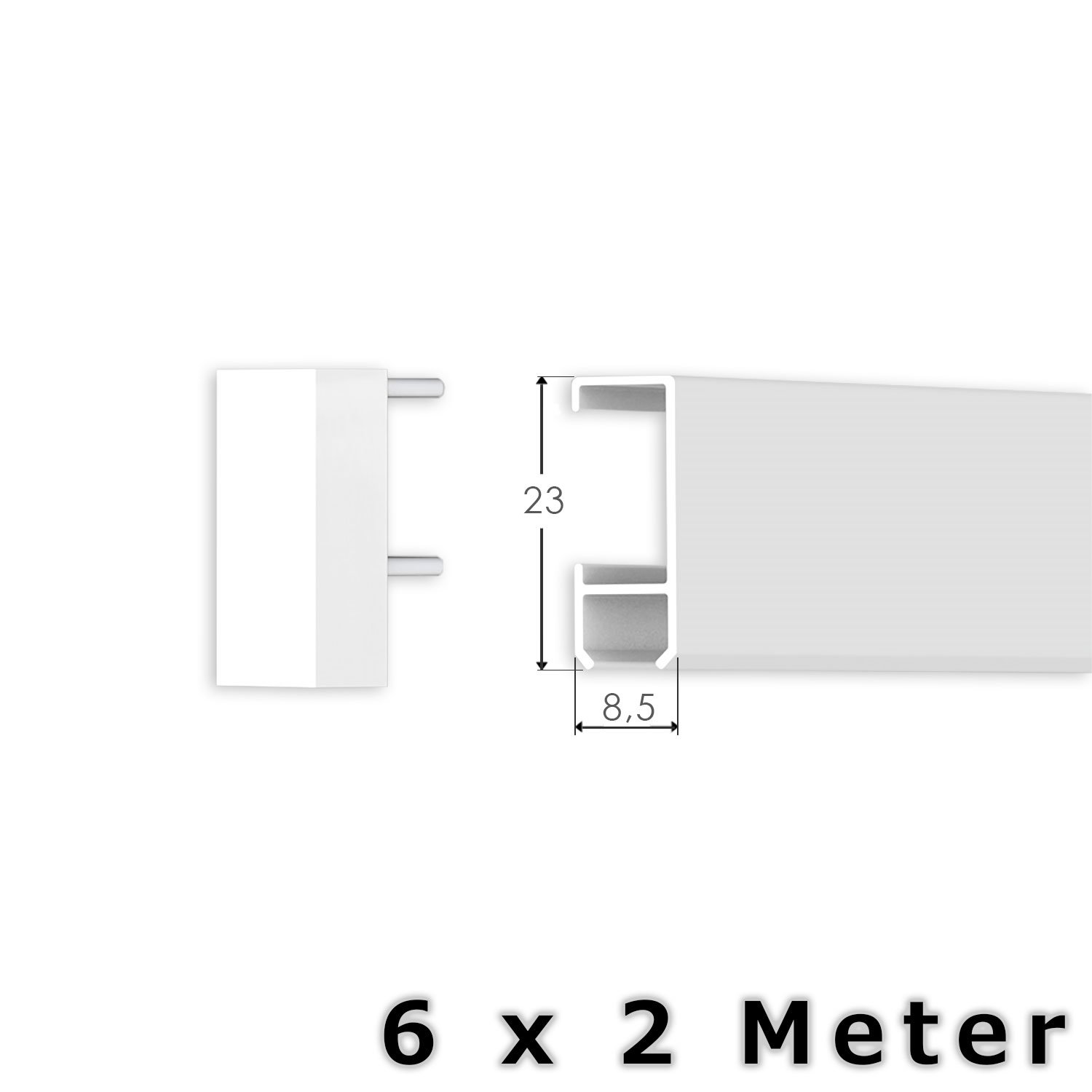hang-it 12 Meter Bilderschienen Galerieschienen - Komplett Set in weiß